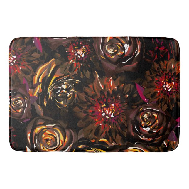 Dark Garden Autumn Glow Flowers Fall  Bath Mat (Front)