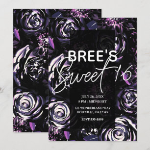 Dark Garden Bewitching Purple Flowers Party  Invitation
