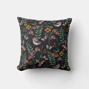 Dark Garden Birds & Butterflies Cushion