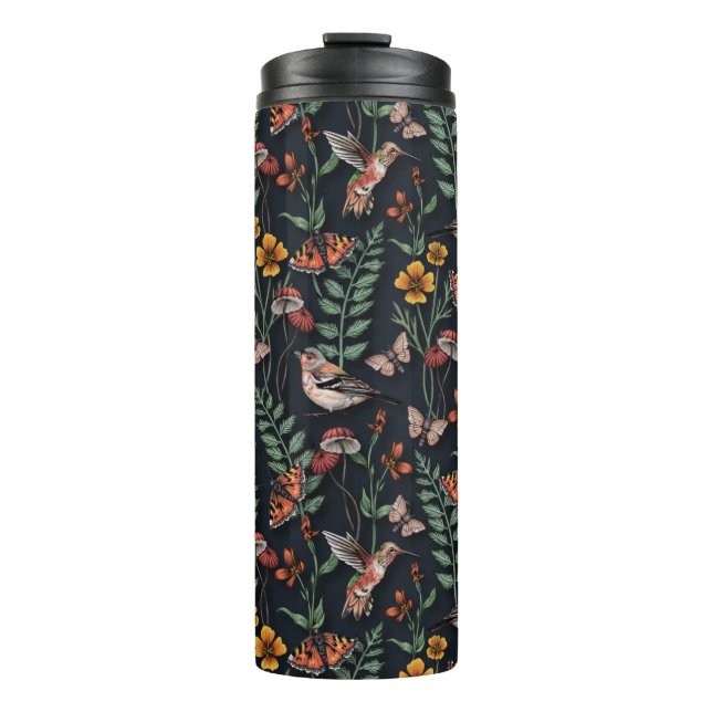 Dark Garden Birds & Butterflies Thermal Tumbler (Front)