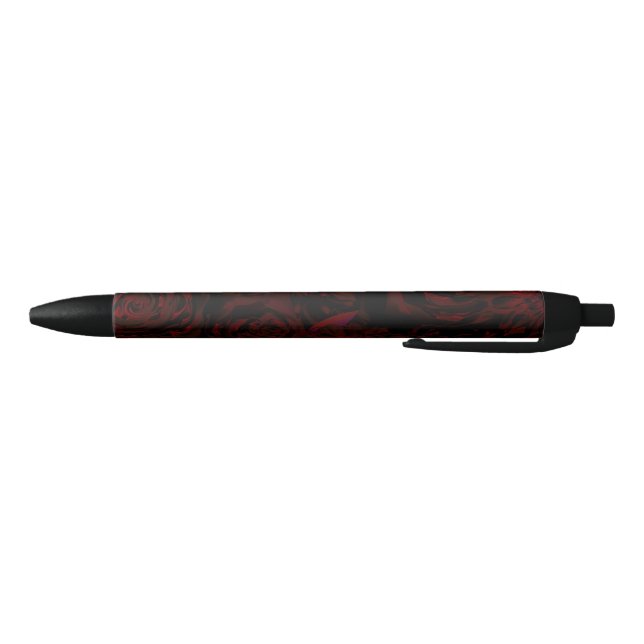 Dark Garden Red Romantic Flowers Gothic Glam Blue Ink Pen (Bottom)