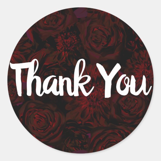 Dark Garden Red Romantic Flowers Gothic Wedding Classic Round Sticker (Front)