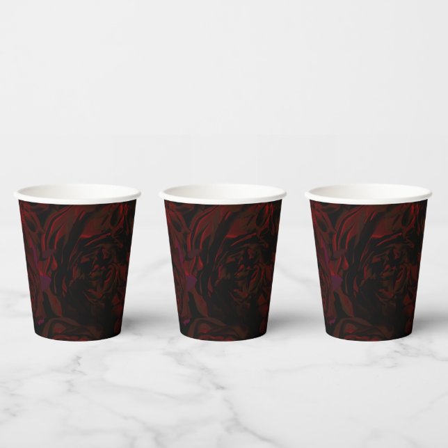 Dark Garden Red Romantic Flowers Gothic Wedding Paper Cups (Multi)