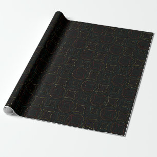 Dark Geometric Dotted Pattern with Glowing Shapes Wrapping Paper