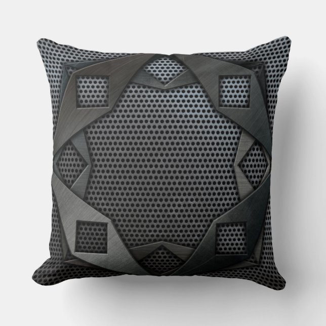 Dark Geometric Metal Pillow (Front)