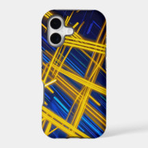 Dark Geometric Neon Yellow Blue Sci Fi Abstract