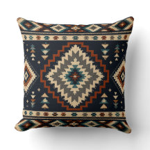 Dark Geometric Textile Pattern – Navy Cream & Burn
