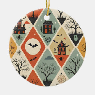 Dark ghost pattern ceramic ornament