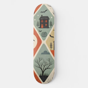 Dark ghost pattern skateboard