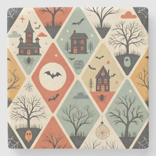 Dark ghost pattern stone coaster