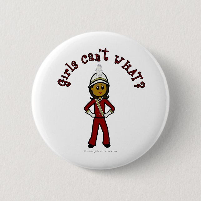 Dark Girl in Red Marching Band Uniform 6 Cm Round Badge (Front)