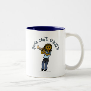 Dark Girl Playing Trumpet Two-Tone Coffee Mug