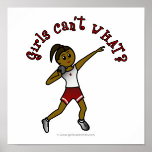 Dark Girls Shot Put in Red Uniform Poster