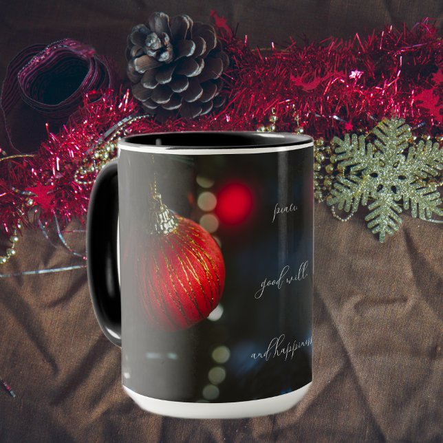 Dark glamour red Christmas bables and garland  Mug (Creator Uploaded)