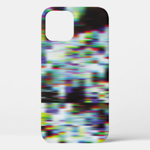Dark glitch background, illustration. Black, blue, iPhone 12 Case