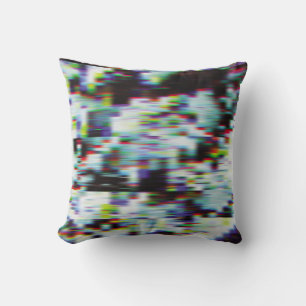 Dark glitch background, illustration. Black, blue, Cushion