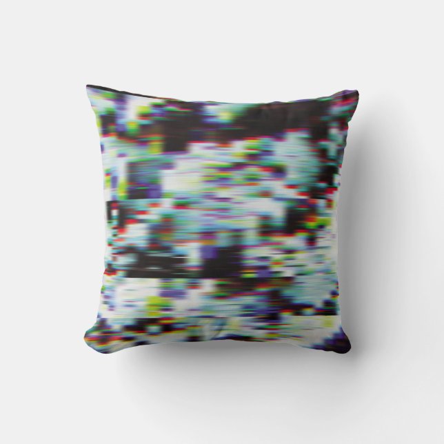 Dark glitch background, illustration. Black, blue, Cushion (Front)