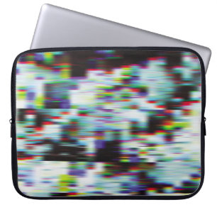 Dark glitch background, illustration. Black, blue, Laptop Sleeve