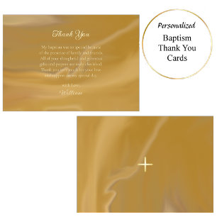Dark Gold and Texture Orthodox Baptism Thank You Card