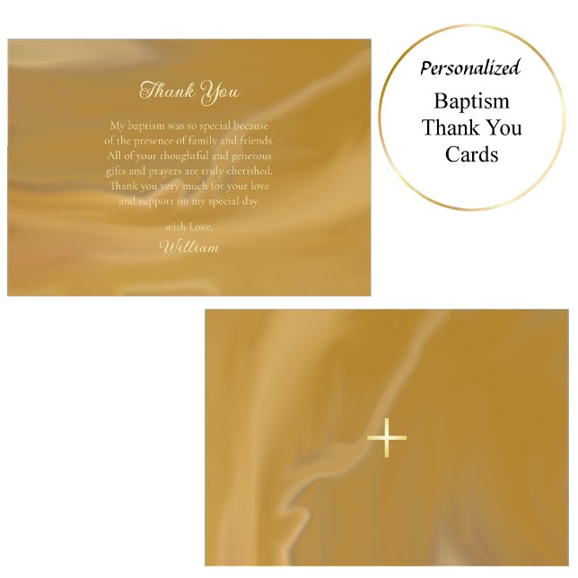 Dark Gold and Texture Orthodox Baptism  Thank You Card (Creator Uploaded)