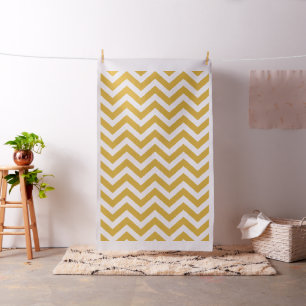 Dark Gold and White Chevron Stripe Fabric