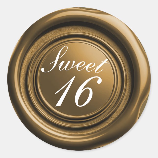 Dark Gold Candle Wax Seal Drip Sweet 16 Wedding (Front)