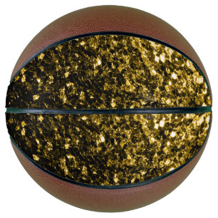 Dark gold faux glitter sparkles bling basketball