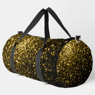 Dark gold faux glitter sparkles duffle bag
