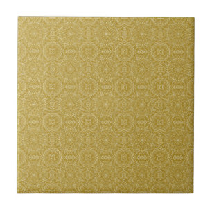 Dark gold geometric star wheel abstract art  ceramic tile