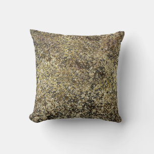 Dark Gold Glitter Crackle Modern Chic Glam Sparkle Cushion