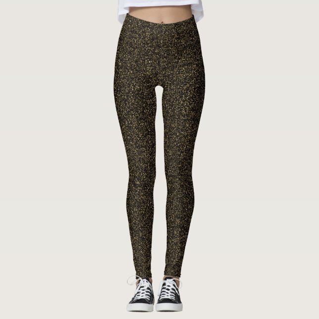 Dark gold glitter effect leggings (Front)