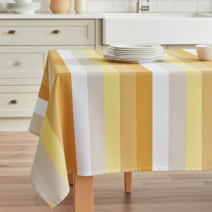 Dark Gold to Light Silver Striped Pattern Tablecloth