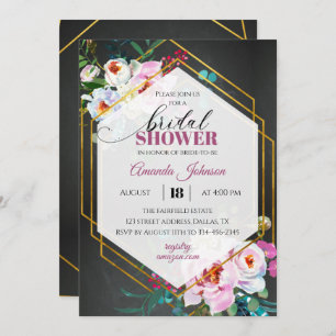 Dark Gold Tropical Bridal Shower Invitation