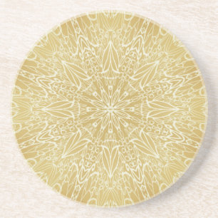 Dark gold white geometric star wheel coaster