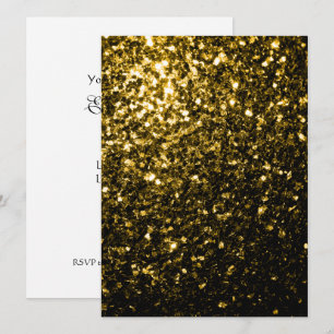 Dark gold yellow faux glitter sparkles Personalise Invitation