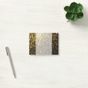 Dark gold yellow faux glitter sparkles post-it notes