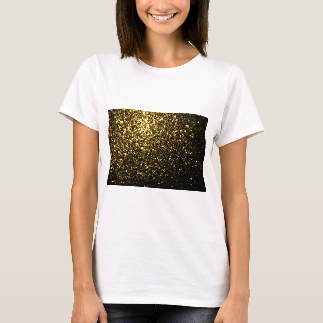 Dark gold yellow faux glitter sparkles T-Shirt (Front)