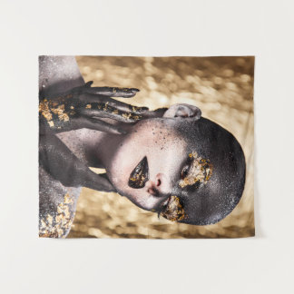 Dark Golden Beauty Body Paint Glamorous Art Tapestry