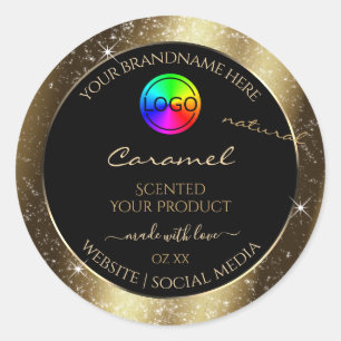 Dark Golden Glitter Frame Product Label with Logo