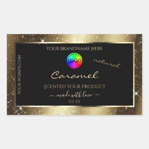 Dark Golden Glitter Frame Product Label with Logo