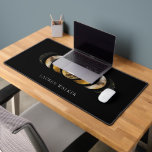 dark golden moon phases celestial monogram desk mat<br><div class="desc">c</div>
