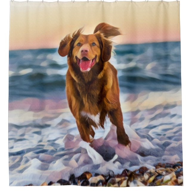 Dark Golden Retriever Dog Shower Curtain (Front)