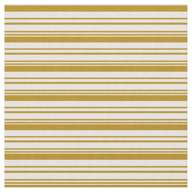 Dark Goldenrod and Mint Cream Stripes Pattern Fabric (Close Up)