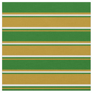 Dark Goldenrod, Dark Green, and Mint Cream Lines Fabric