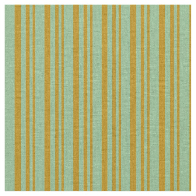 Dark Goldenrod & Dark Sea Green Coloured Pattern Fabric (Close Up)