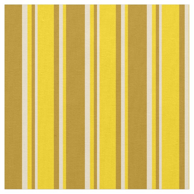 Dark Goldenrod, Yellow & Tan Coloured Stripes Fabric (Close Up)