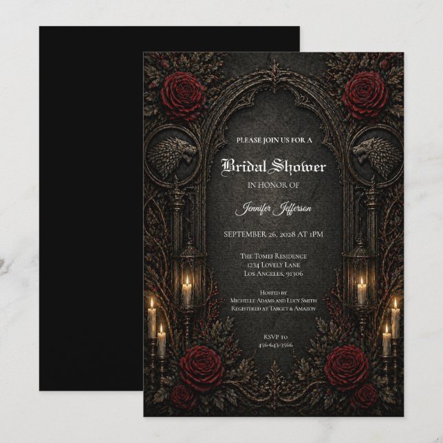 Dark GOT Gothic Bridal Shower invitation (Front/Back)