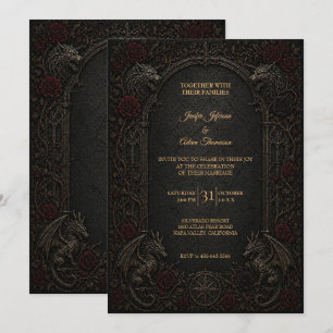 Dark GOT Gothic Halloween Wedding Invitation