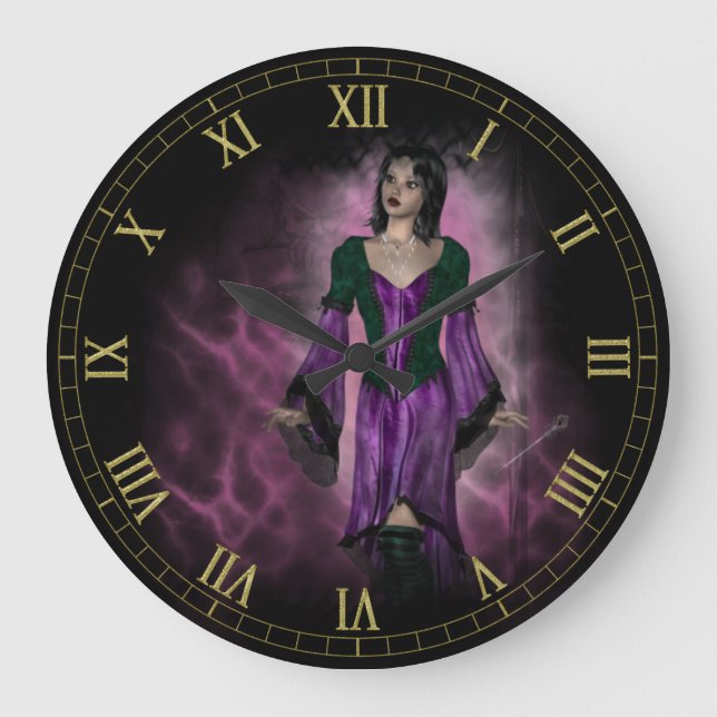 Dark Goth Girl Vignette Wall Clock (Front)