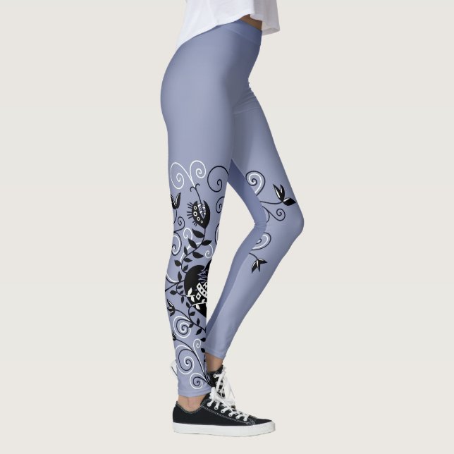 Dark Gothic Abstract Whimsical Fixed Broken Heart Leggings (Right)